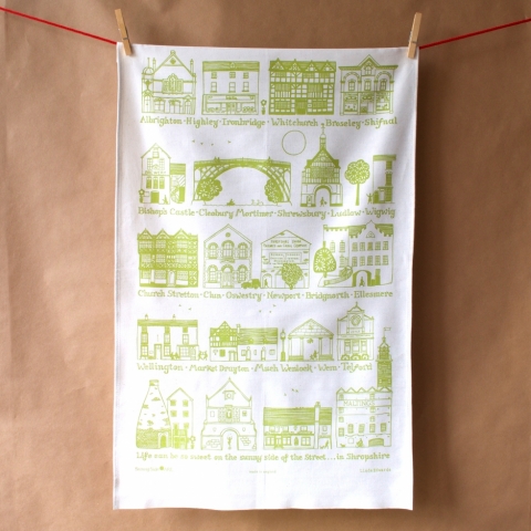 Shropshire Towns Tea Towel - Green